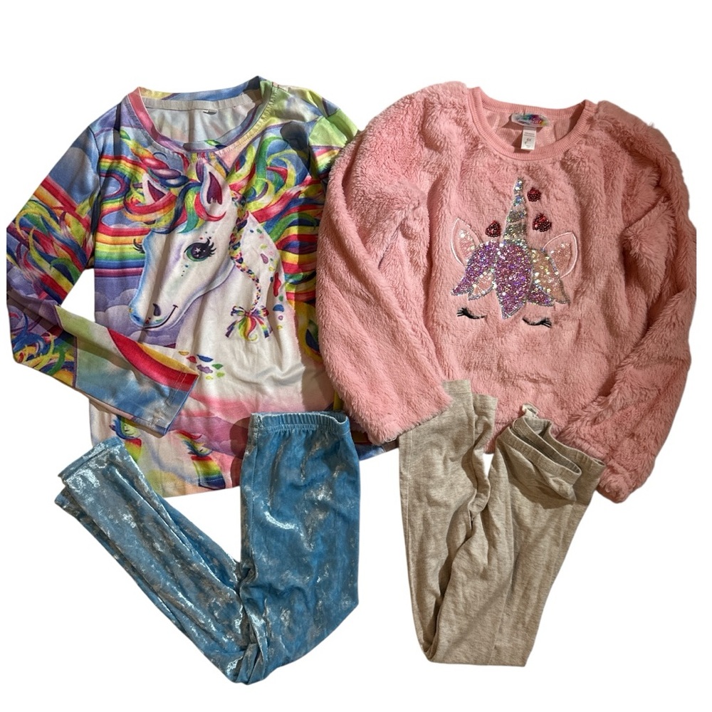NWOT/EUC girls whimsical Unicorn long sleeve pant sets 6/6x